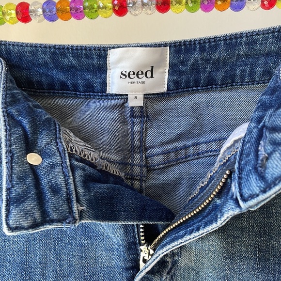 💙SEED HERITAGE denim mini skirt with controlled frayed hem - Picture 8 of 13